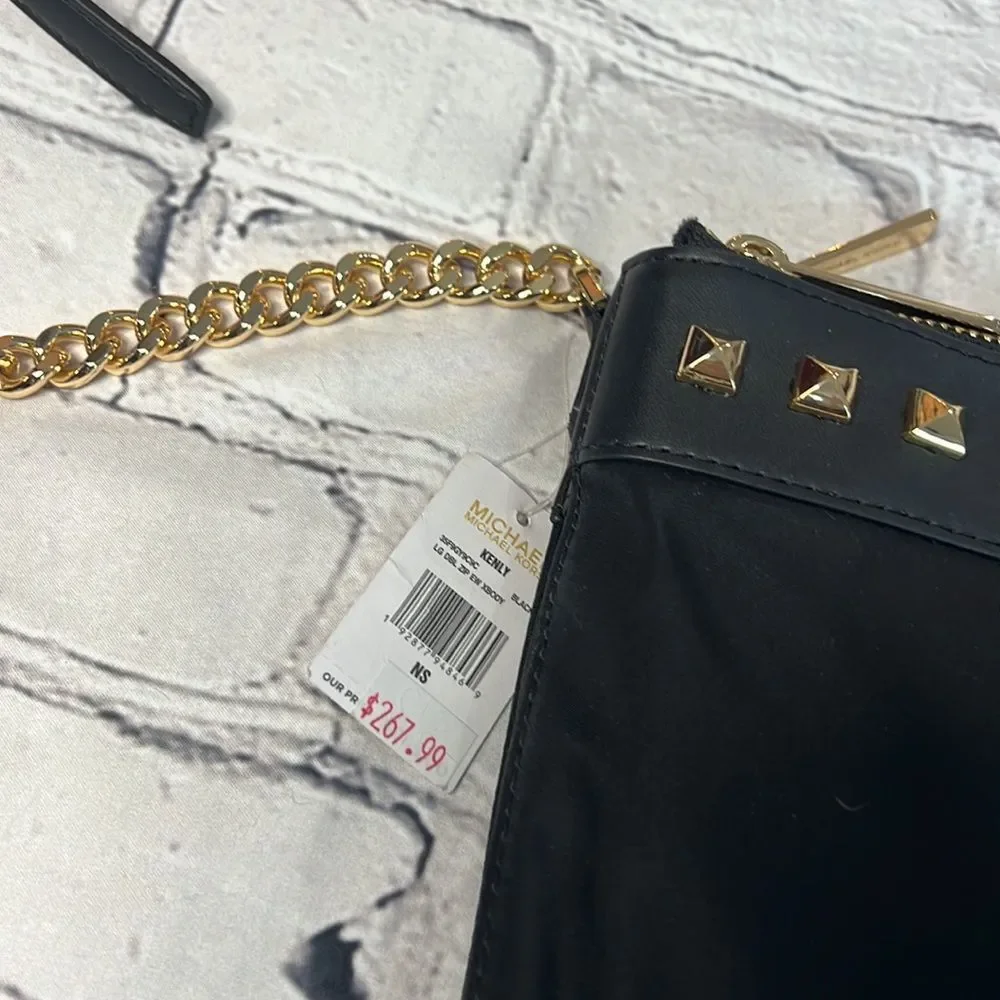 * Michael Kors, black Crossbody with gold stud and chain detail - Picture 3 of 11